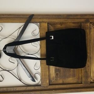 Black velvet handbag